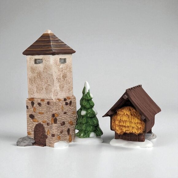 Dept 56 Heritage Village Silo & Hayshed: Vintage Porcelain Christmas Decor - Picture 1 of 9